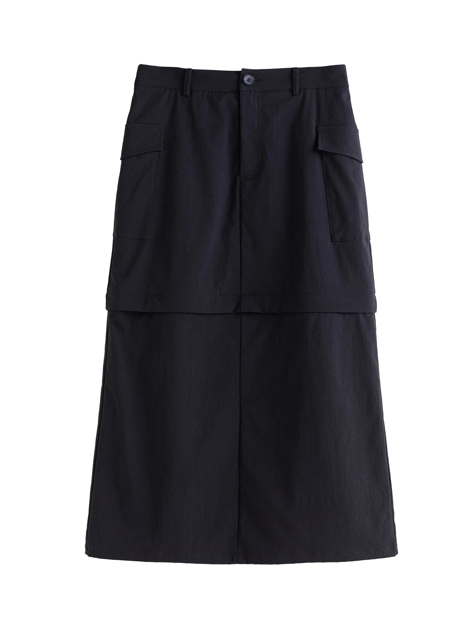 DUSHU Women's Clothing Detachable Design Two One High Waisted Loose Slimming Workwear Skirt, 2024 Autumn New 24DS83161