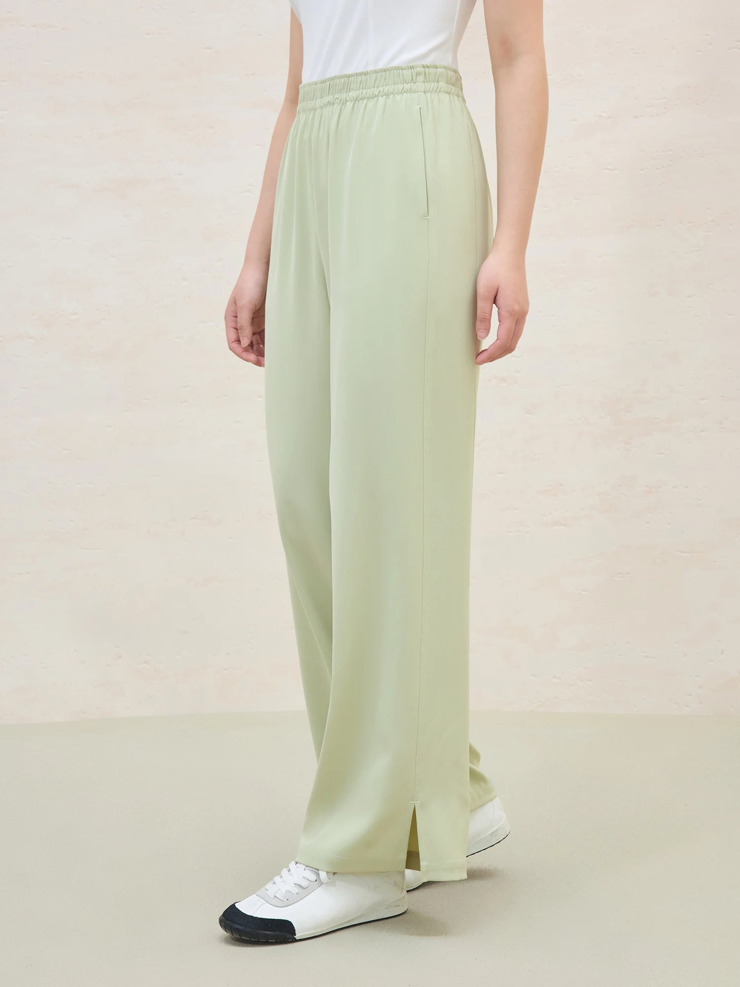 DUSHU 2025 Summer Plus Size Women High Waist Slimming Straight Leg Pants - Breathable Flowy Casual Chic Long Trousers for Curvy