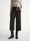 DUSHU Waist Bag Decorated Pleated Three-quarter Wide-leg Pants 2025 Winter Casual Pants Women Retro Casual Ins French Style