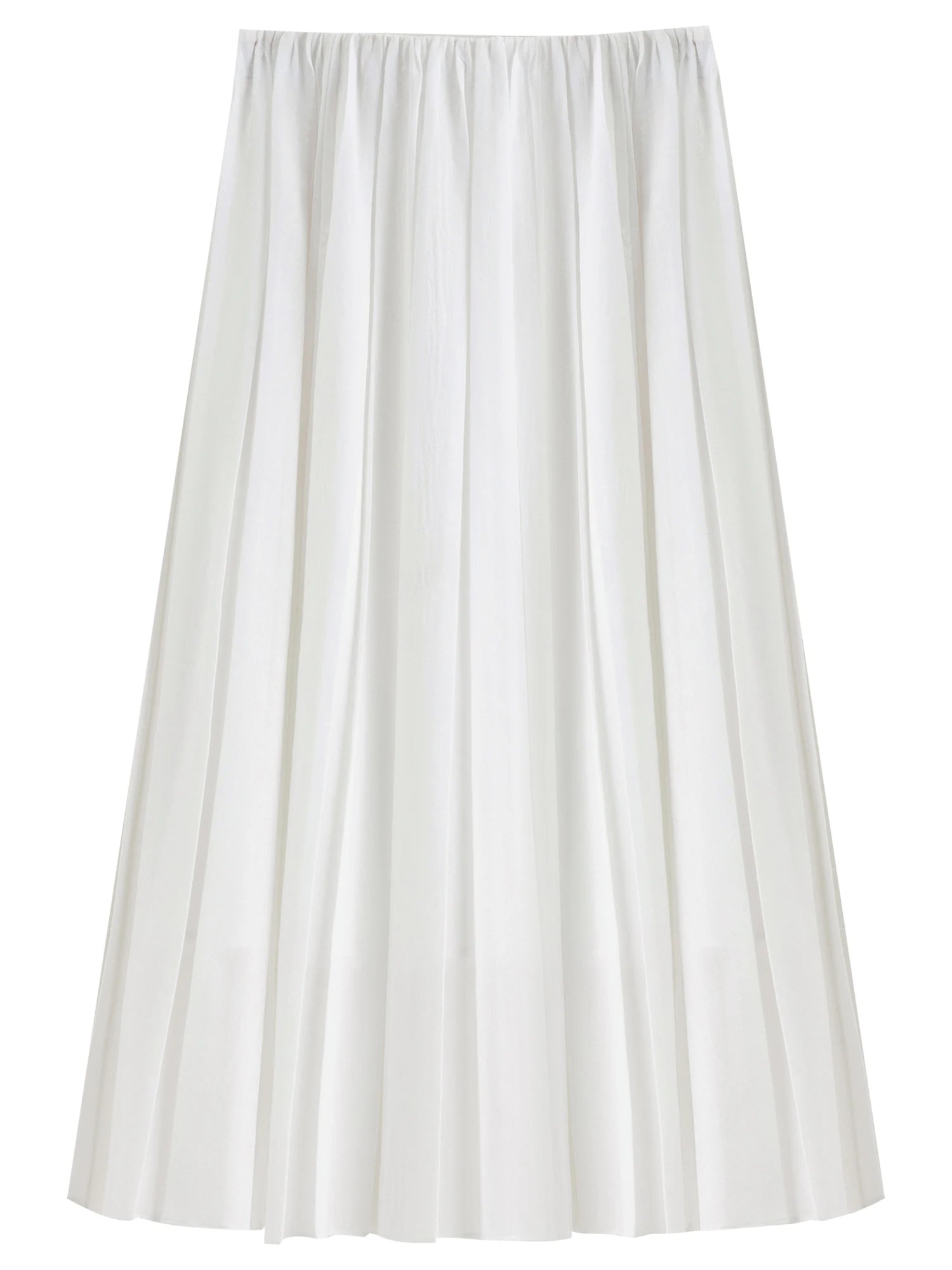 DUSHU 2026 Spring Women's A-Line Pleated Midi Skirt - Elegant Flowly Long Skirt with High Waist for Casual and Office Wear