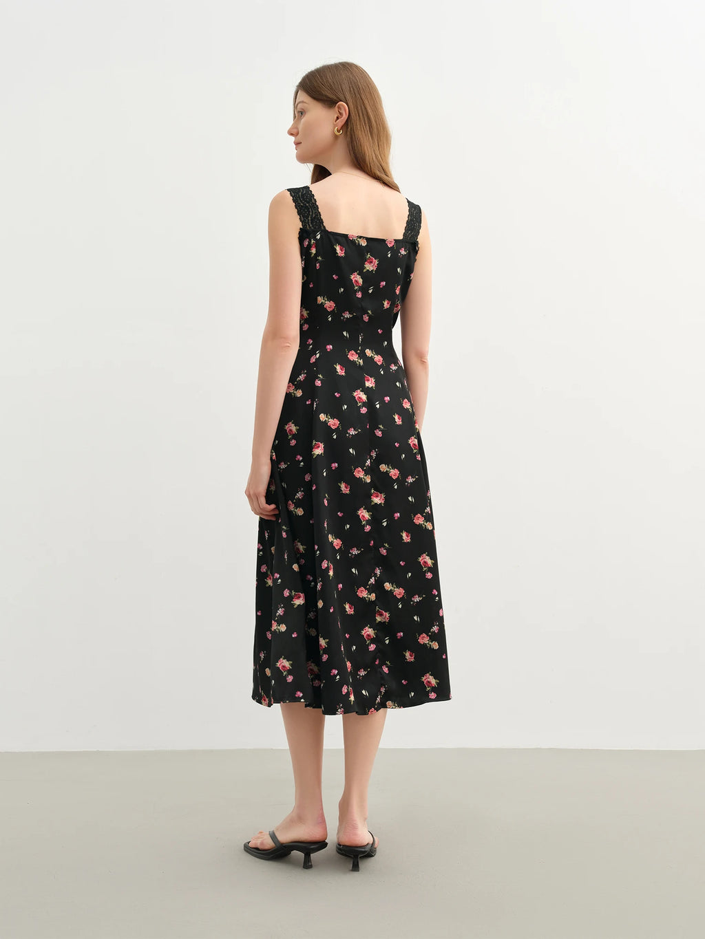 DUSHU Plus-Size Women's【Midnight Rose】 Lace Strapless Dress - 2025 Summer New Arrival Knot Slimming Long Dress 25DS82259