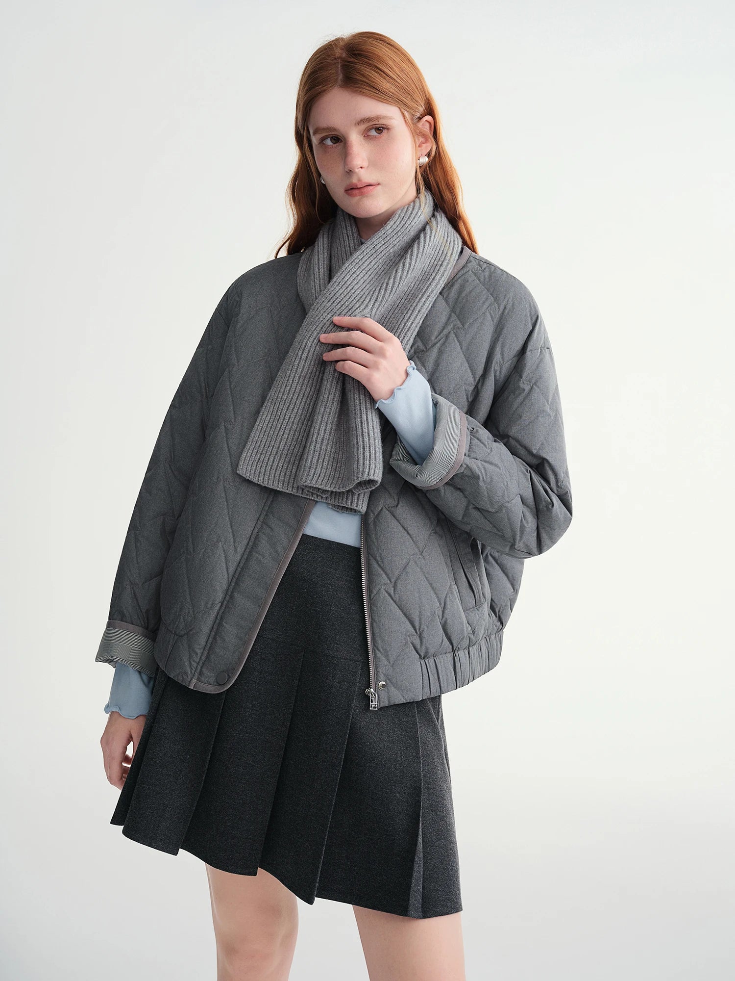DUSHU Plus-size Women【Commute Essential】 Scarf 90cm White Goose Down Jacket Winter All Season Lightweight Insulated Short Coat