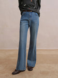 DUSHU Women's Fashion Stretch Bellbottom Jeans with Apple-Shape Friendly Design 2025 Winter Collection New Micro Flare Jeans