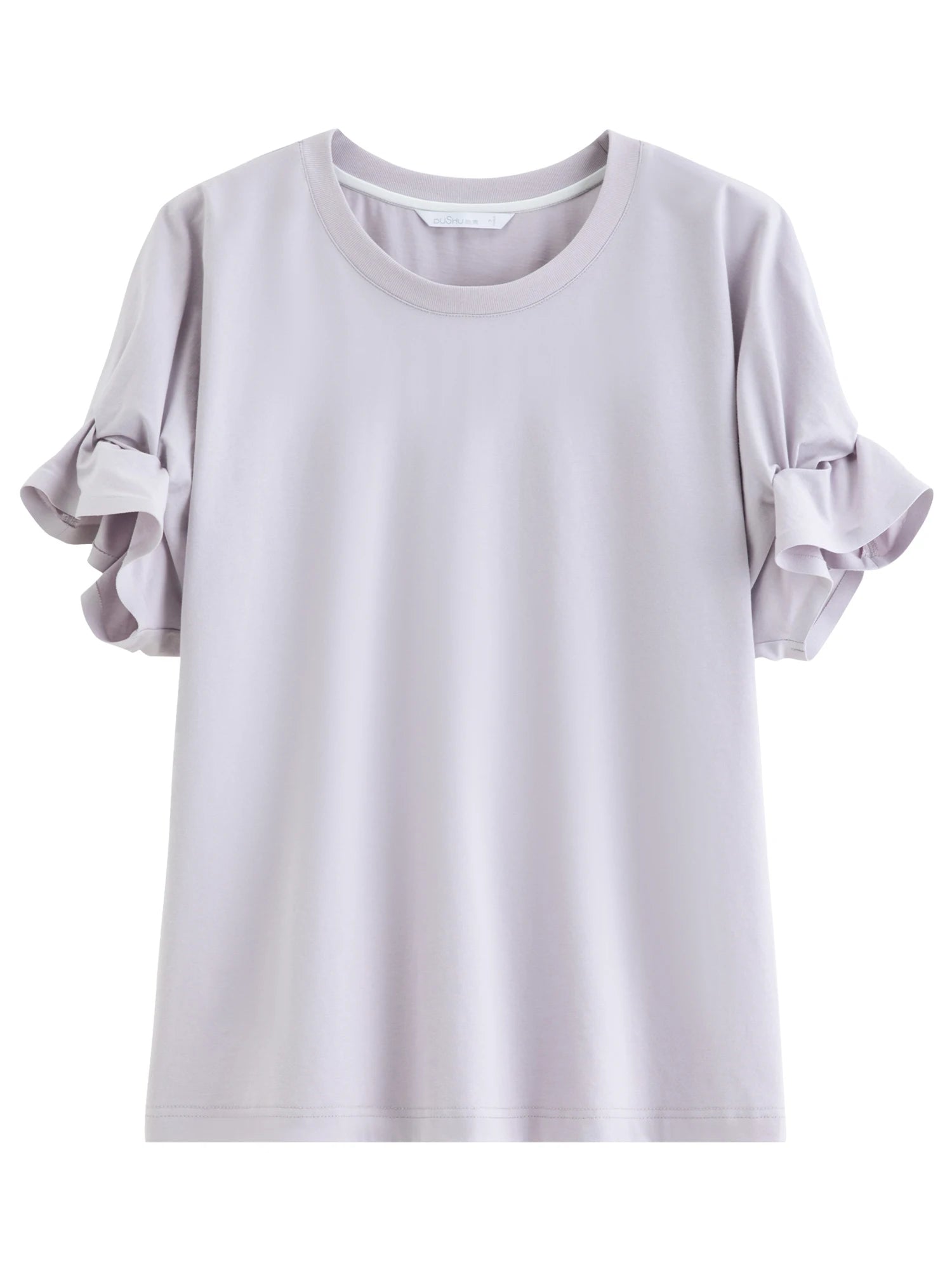 DUSHU 2026 Summer Women's Tuck Detail Cotton T-Shirt - Casual Comfort Fit Top for Daily Wear and Summer Outings