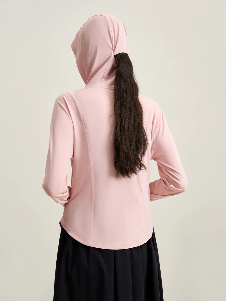 DUSHU 【4 Colors】Slim Cool Sun Protection Women Long Sleeve Coats Double-ended Zipper Curved Hem Stretch Sun Clothes 24DS82312
