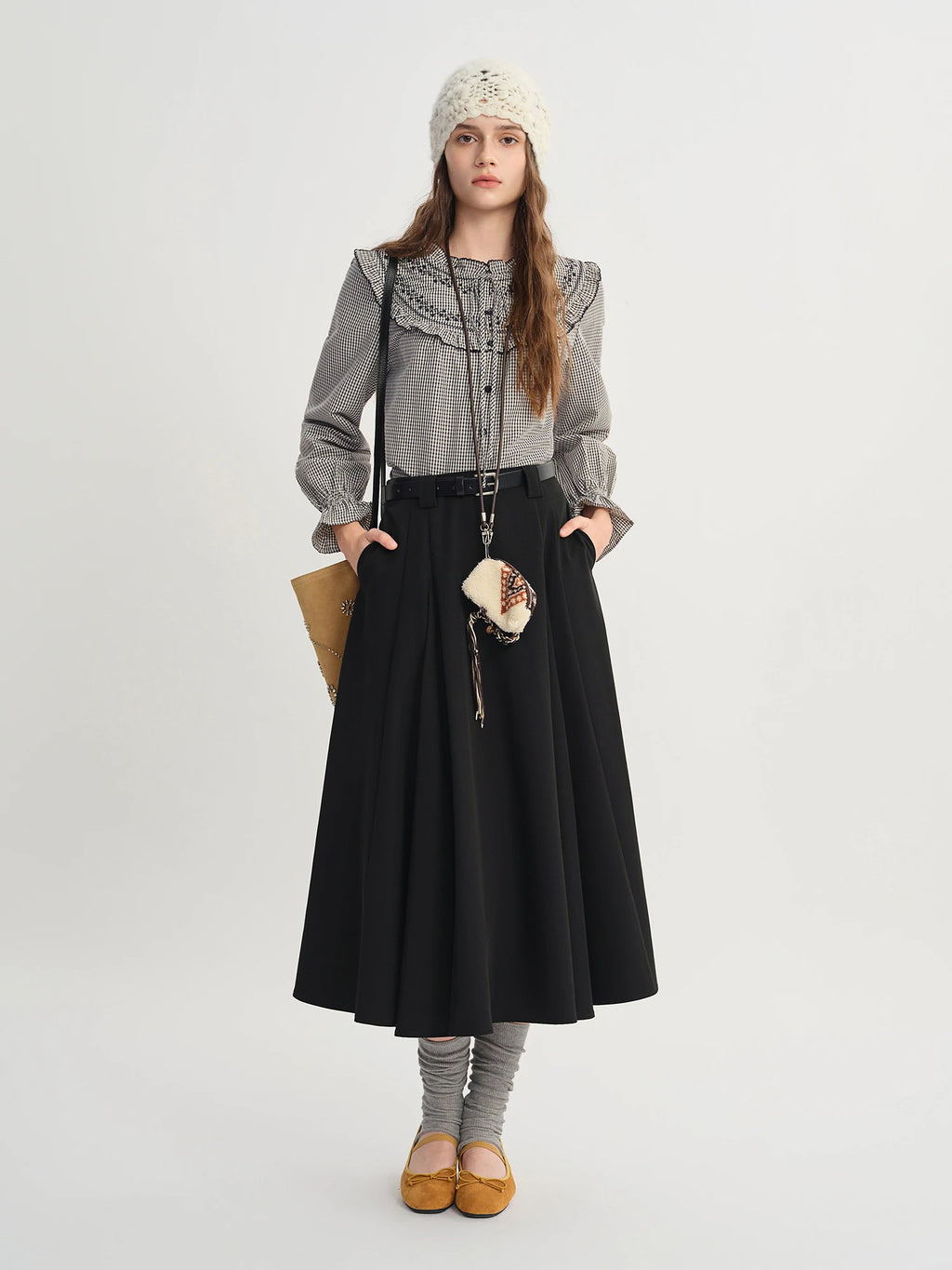 DUSHU 2025 Autumn High Waist A-line Draped Temperament Commuter Casual Skirt Women