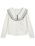 DUSHU Plus Size Women Clothing 2025 New Doll Collar Long-sleeved Shirt Female Design Niche Chic Casual Loose Tops 25DS81067