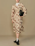 DUSHU Elegant Retro French Floral Dress for Autumn Winter Fashionable Waist Cinching and Slimming Dress 24DS84348