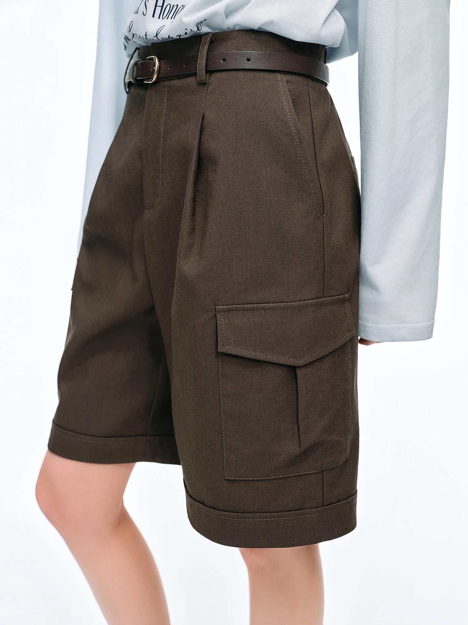DUSHU Women's Mountain-inspired Workwear Capri Pants & Wide-leg Casual Shorts Spring/Summer 2026 New Arrival Polyester Pants