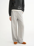 DUSHU Plus-Size Women's Elastic Waist Embroidered Straight-Leg Front-Seam Slimming Winter Wide-Leg Pants French Design Elements