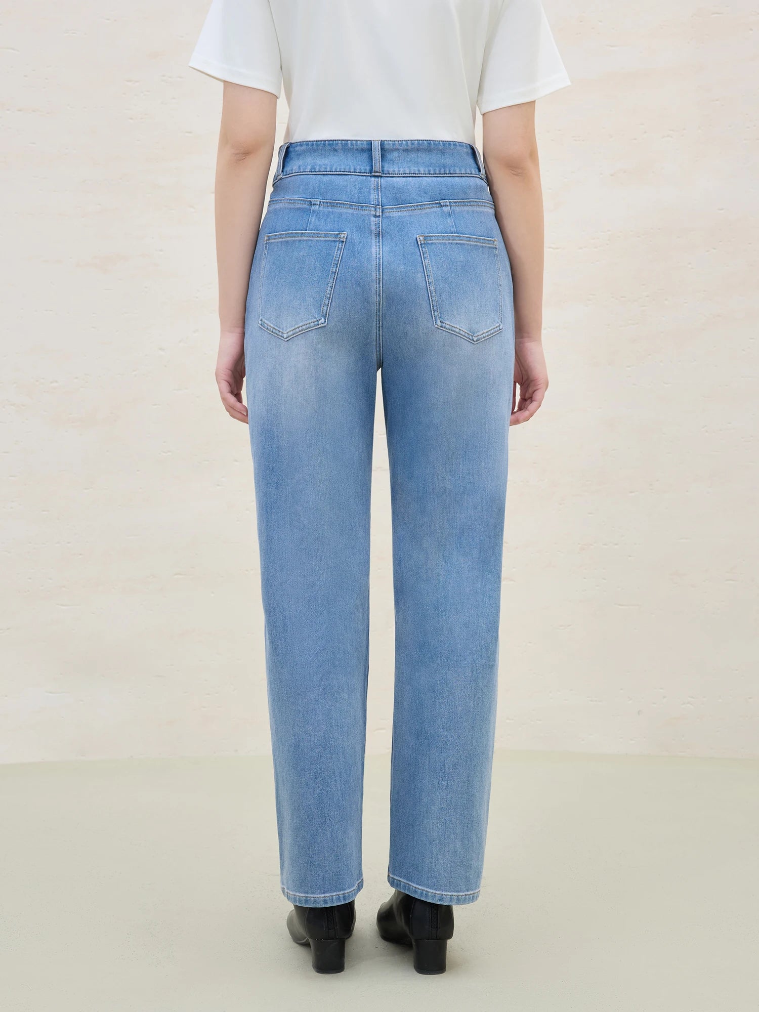 DUSHU MInimalism Style Blue High Waist Tapered Jeans For Women 2025 Slim Comfortable Elastic Chic Slim Long Pants 25DS82117