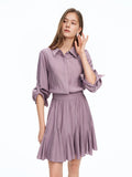 DUSHU 2026 Spring New Women's Shirt Collar Belted Midi Dress Office Chic Wrap Dress for Effortless Elegance & Minimalist Style