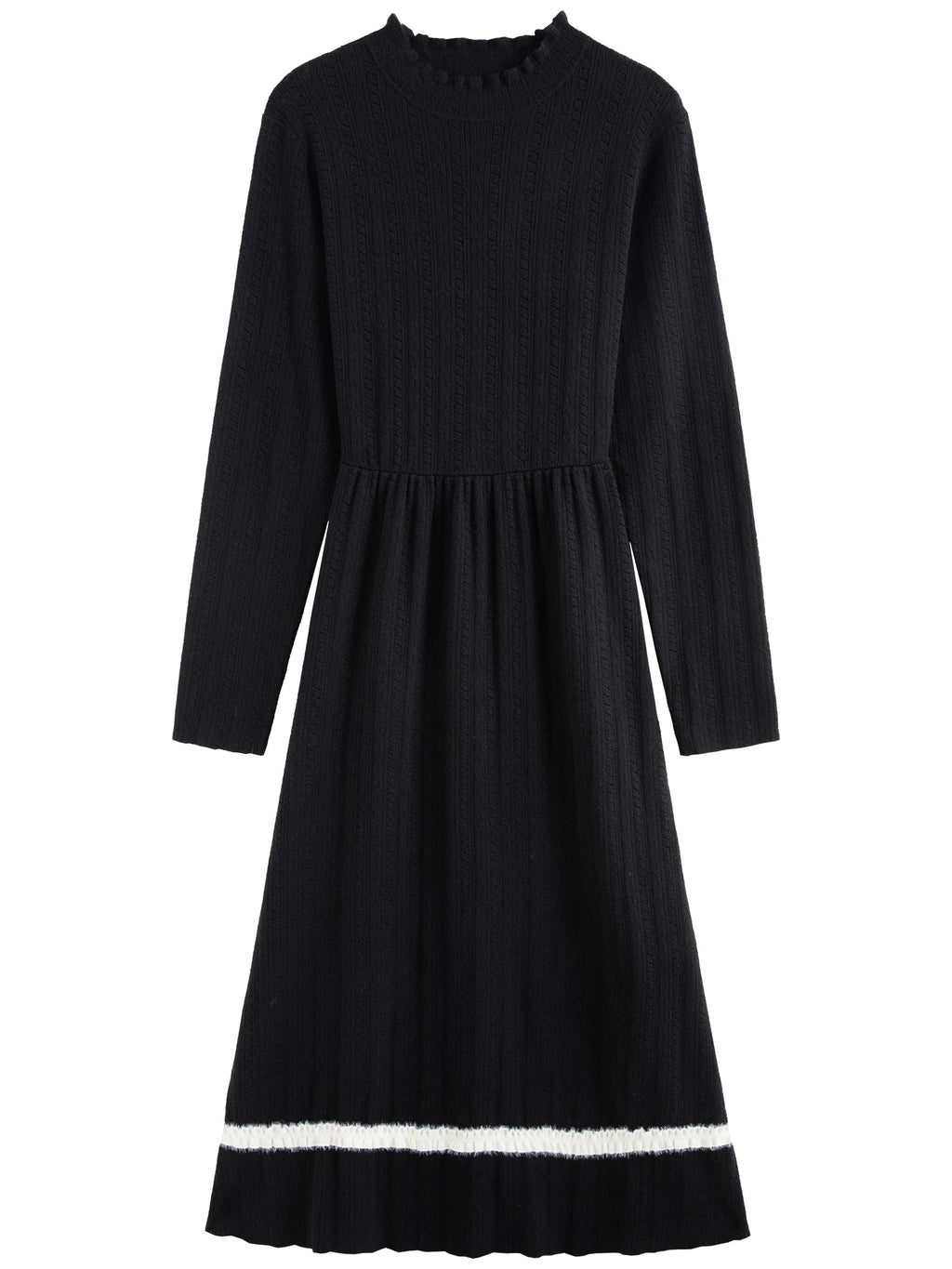 DUSHU Plus Size Knitted Black Dress 2024 Winter New Design Commuter Fashion Hepburn Style Dress Office Lady Outfit 24DS84230
