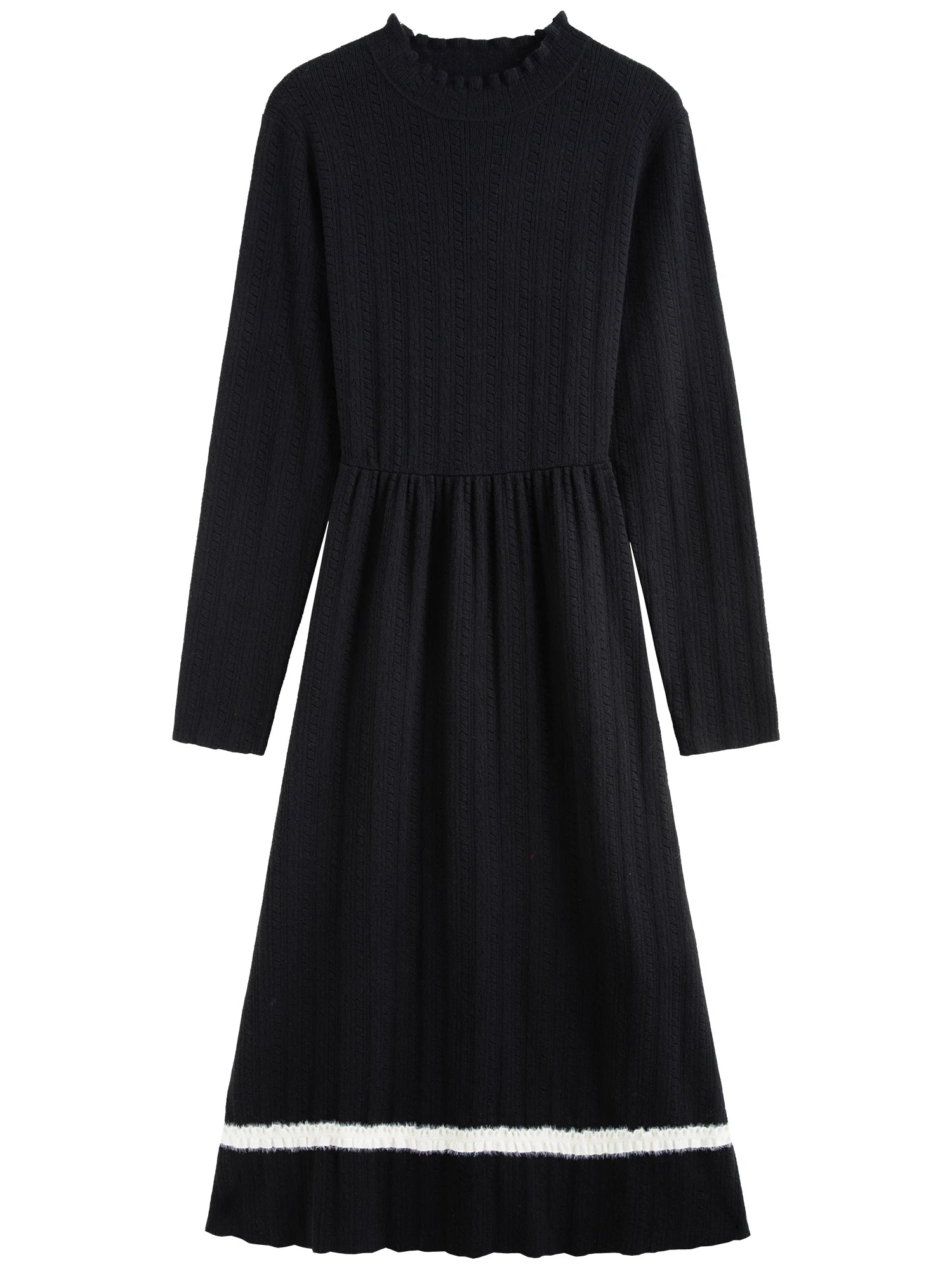 DUSHU Plus Size Knitted Black Dress 2024 Winter New Design Commuter Fashion Hepburn Style Dress Office Lady Outfit 24DS84230