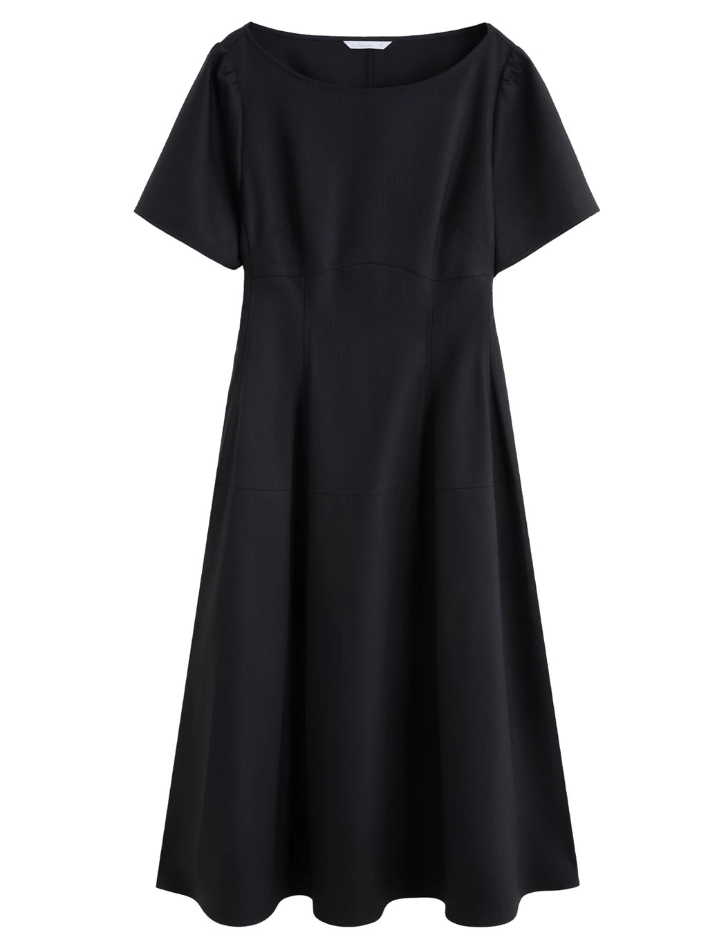 DUSHU Plus Size 2025 Summer New Arrival Stylish Minimalist Bateau Neck Mid-Length Dress Hepburn Style Black Dress 25DS82283