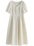 DUSHU Jacquard New Chinese Style Dress For Summer New Elegant Button Up Chinese Style High Waisted Women Dress 24DS82668
