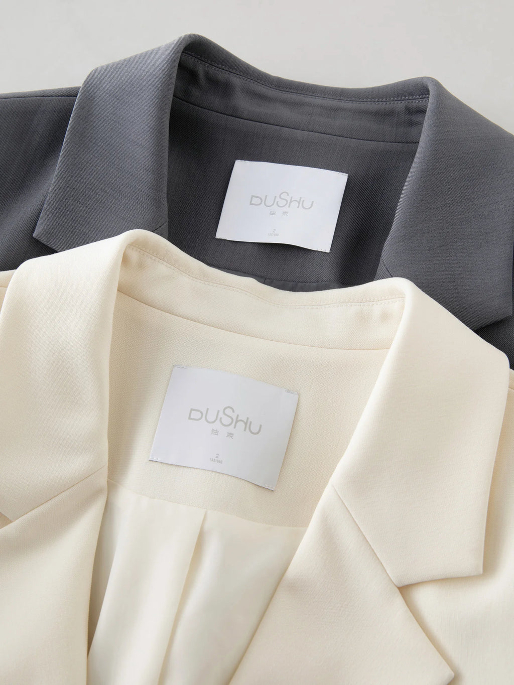 DUSHU Plus Gray Blazer Jacket For Women 2025 Spring New Design Elegant Style Commuter Coat Chic Outwear Office Lady 25DS81036