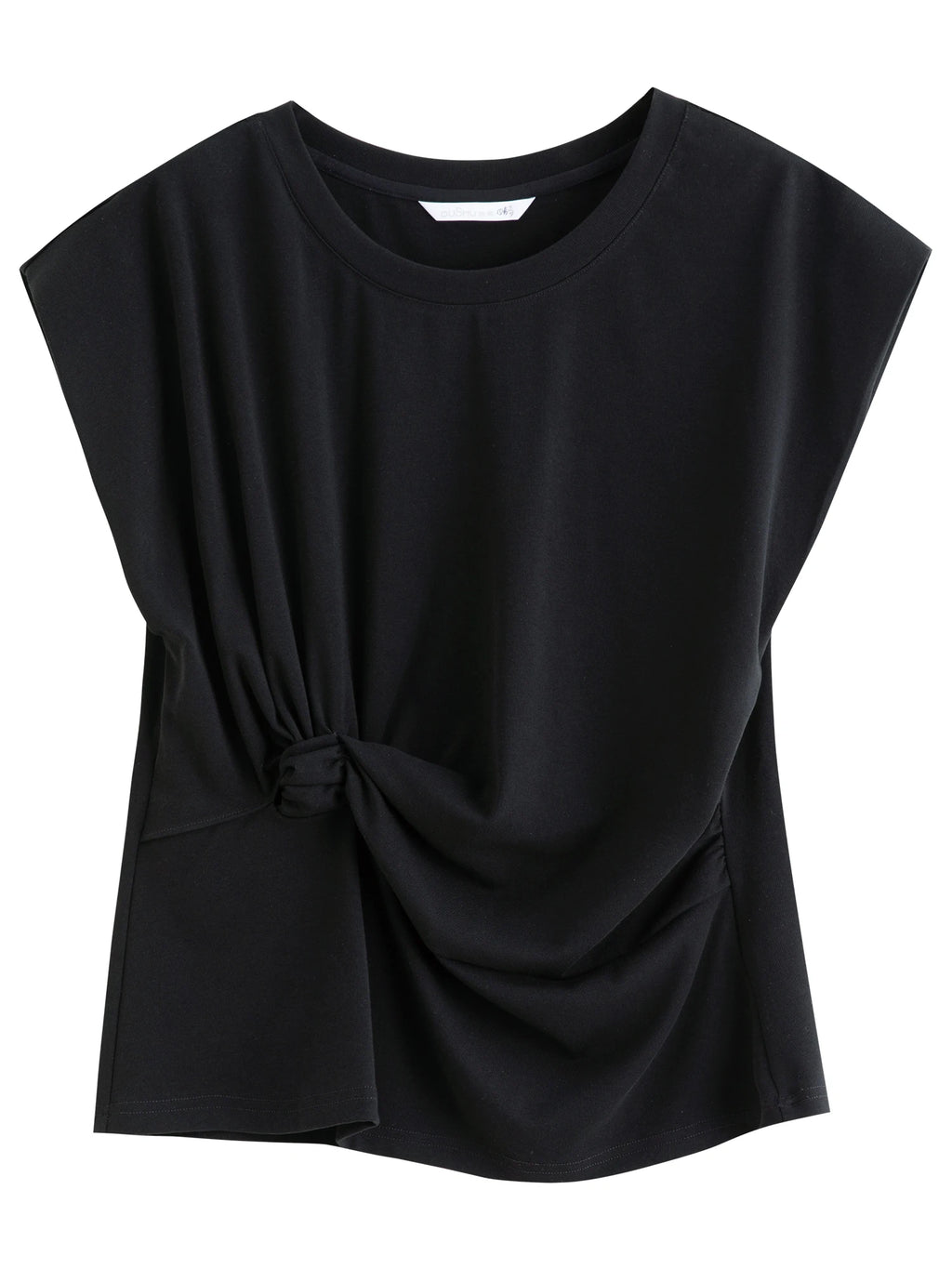 DUSHU 2025 Summer Women's Cinched Waist T-Shirt - Flattering Silhouette Short Sleeve Top with Stylish Design Details