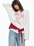 DUSHU Knitted Shawl Long-Sleeved T-Shirt 2026 Summer New Casual Two-Piece Set Letter Printed Leisure Chic Korean Trendy