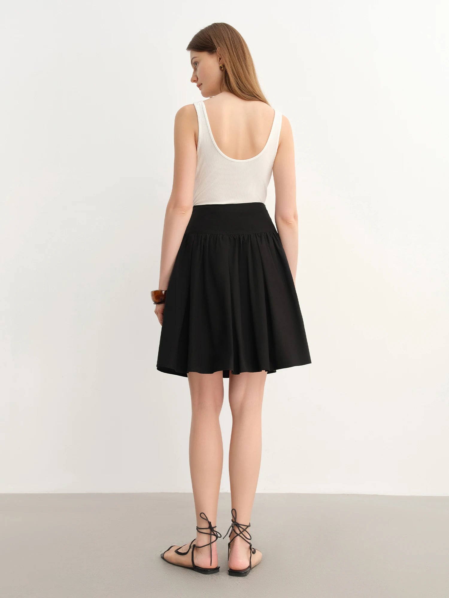 DUSHU Chic Casual Black Slimming Design Versatile A-Line Skirt - 2025 Summer New Arrival Skirts for Women 25DS82839