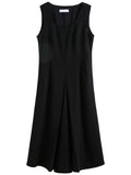 DUSHU Plus Size Minimalist Tank Dress 2025 Summer Waist-Defining Draped Silhouette Viscose-Blend Casual to Office Dress