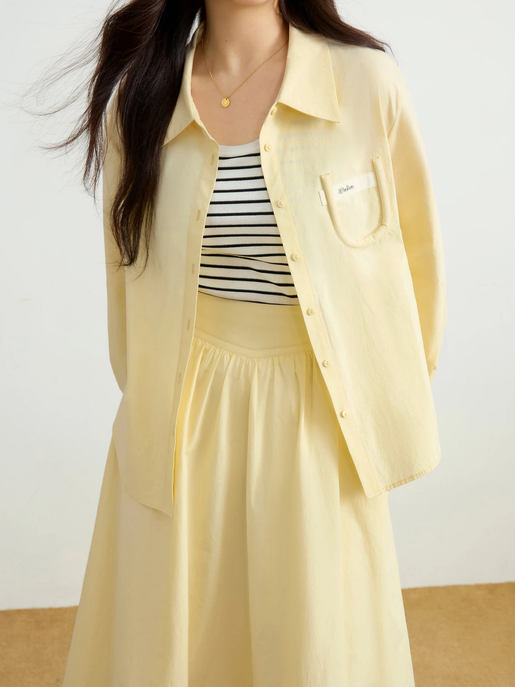 DUSHU Plus Size Loose Commuter Shirt Skirt Versatile Suit 2025 Spring Summer Top Skirt Casual Fashion Casual Two-piece Set