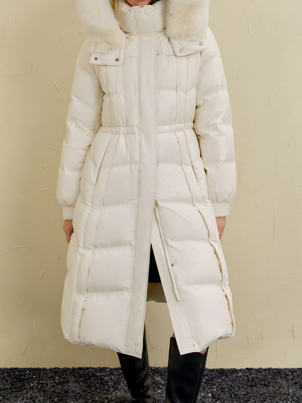 DUSHU 206.7G Filling Amount Women Down Coat Winter New Design Fox Fur Collar Thickened Mid-length Hooded Down Jacket 24DS84203