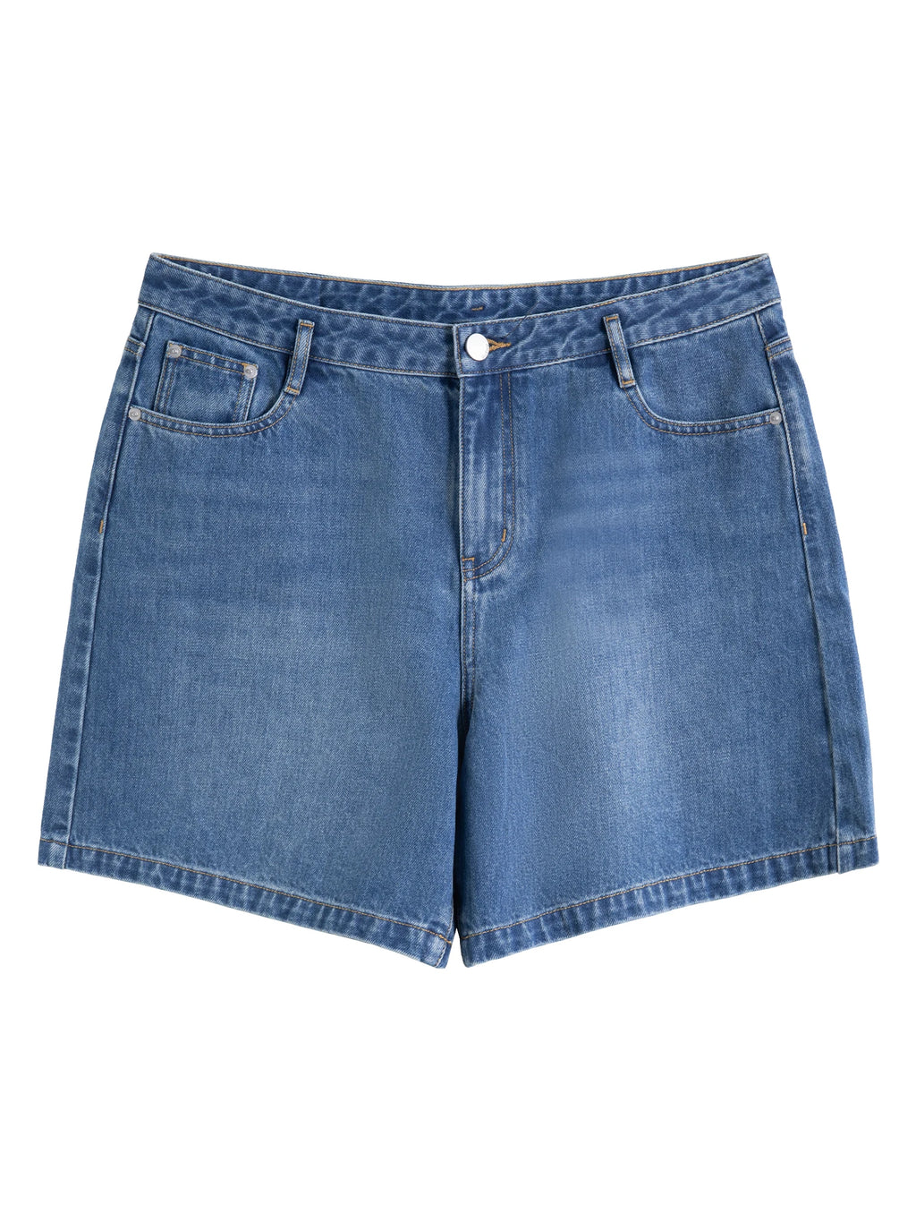 DUSHU 2025 Summer Plus Size Women High Waist Slimming Denim Shorts Mid-Length Stretch Shaping Casual Bermuda Jeans