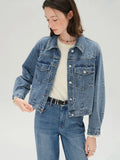 DUSHU Plus-Size【Denim Party】 Fringed Flower Denim Jacket with Suspenders Skirt 2025 Fall Denim Outfit 25DS83159+25DS83123