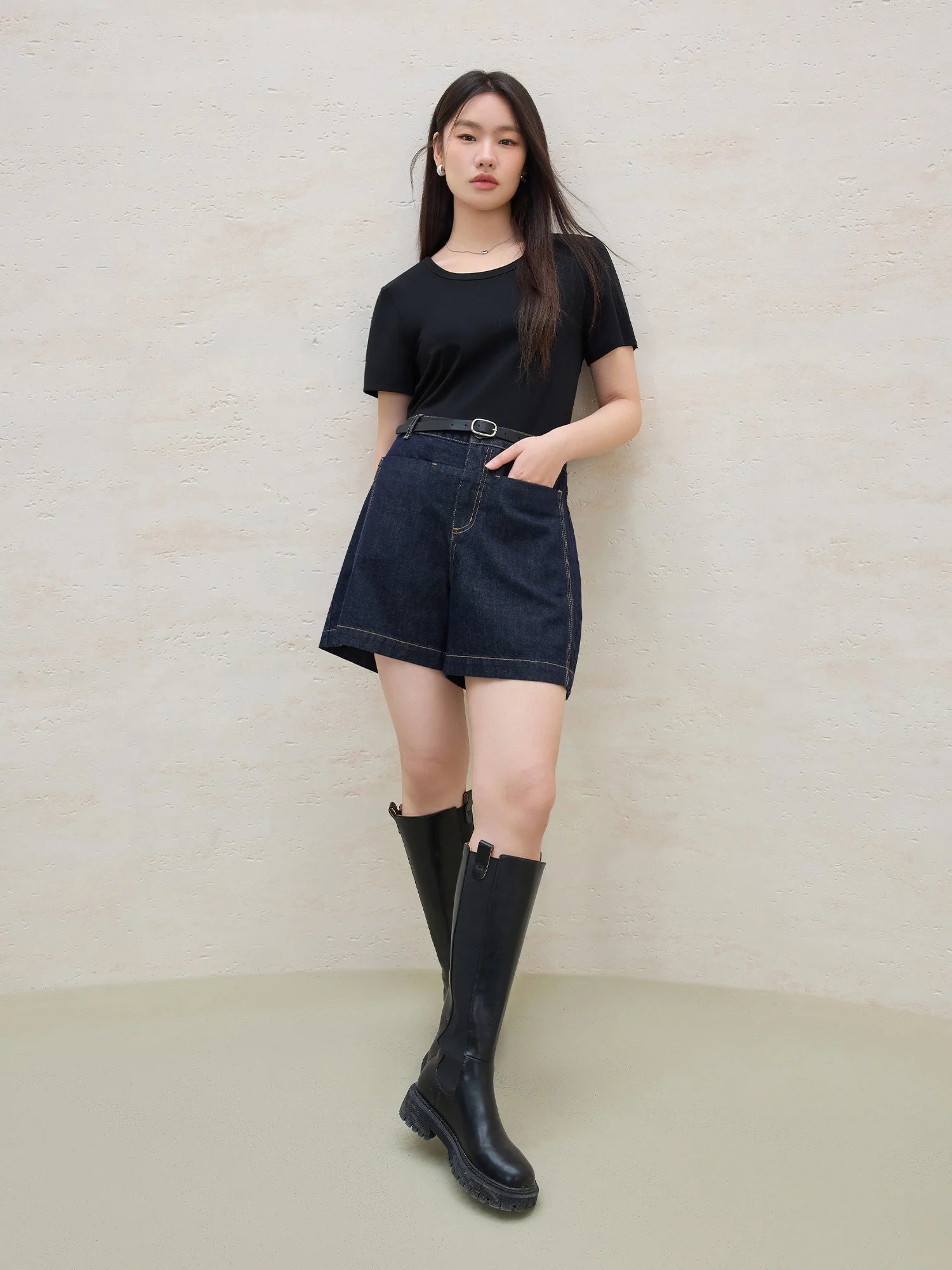 DUSHU Plus Size Original Color Denim Shorts For Women 2025 Summer New Arrival Commuting High Waist Slim Jeans Shorts 25DS82060