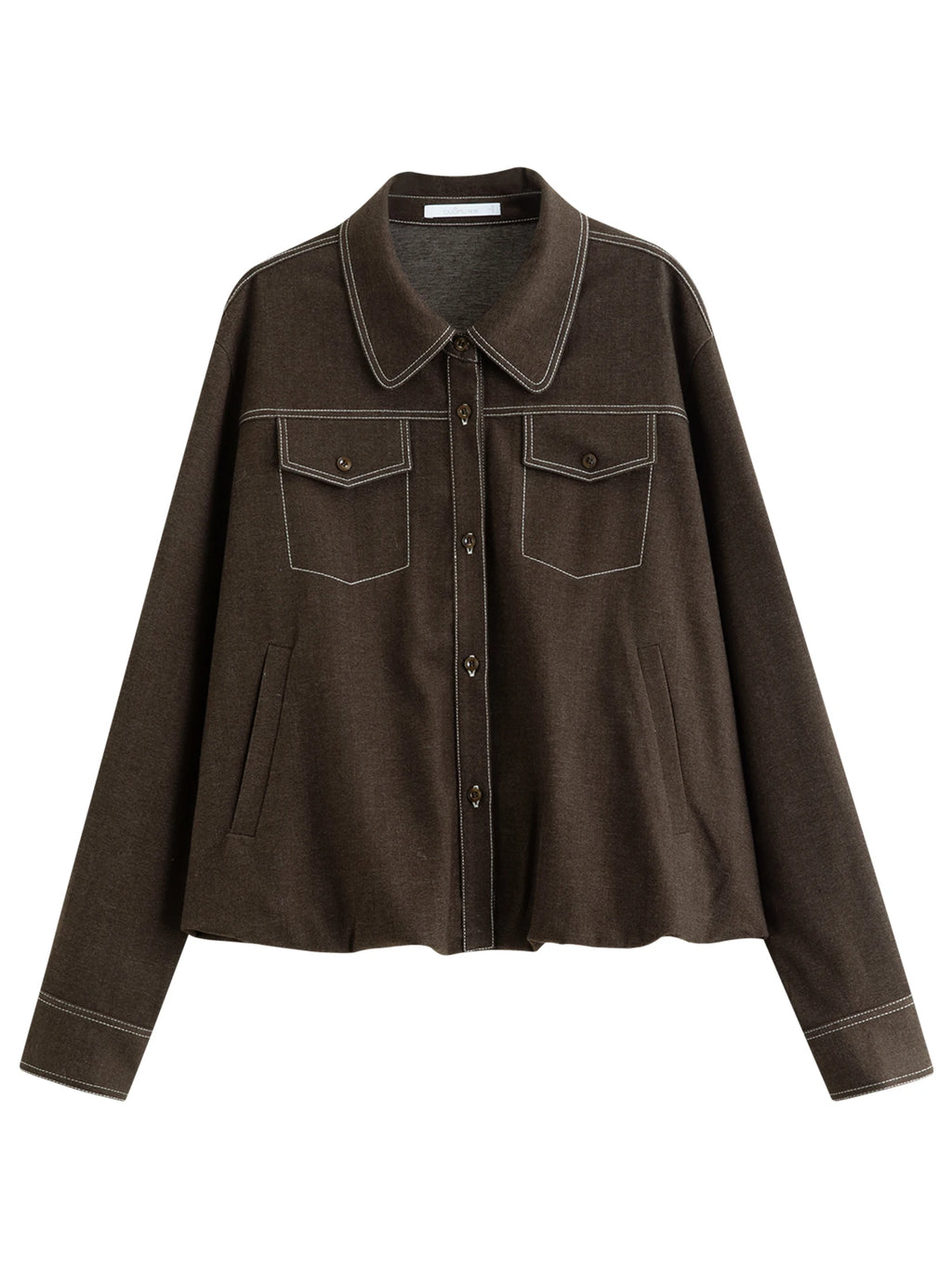 DUSHU Plus-Size Women's Fashion Urban Nomadic Style Bell-Flared Oversized Contrast Stitching Blouse Winter Tops 2025 New Arrival
