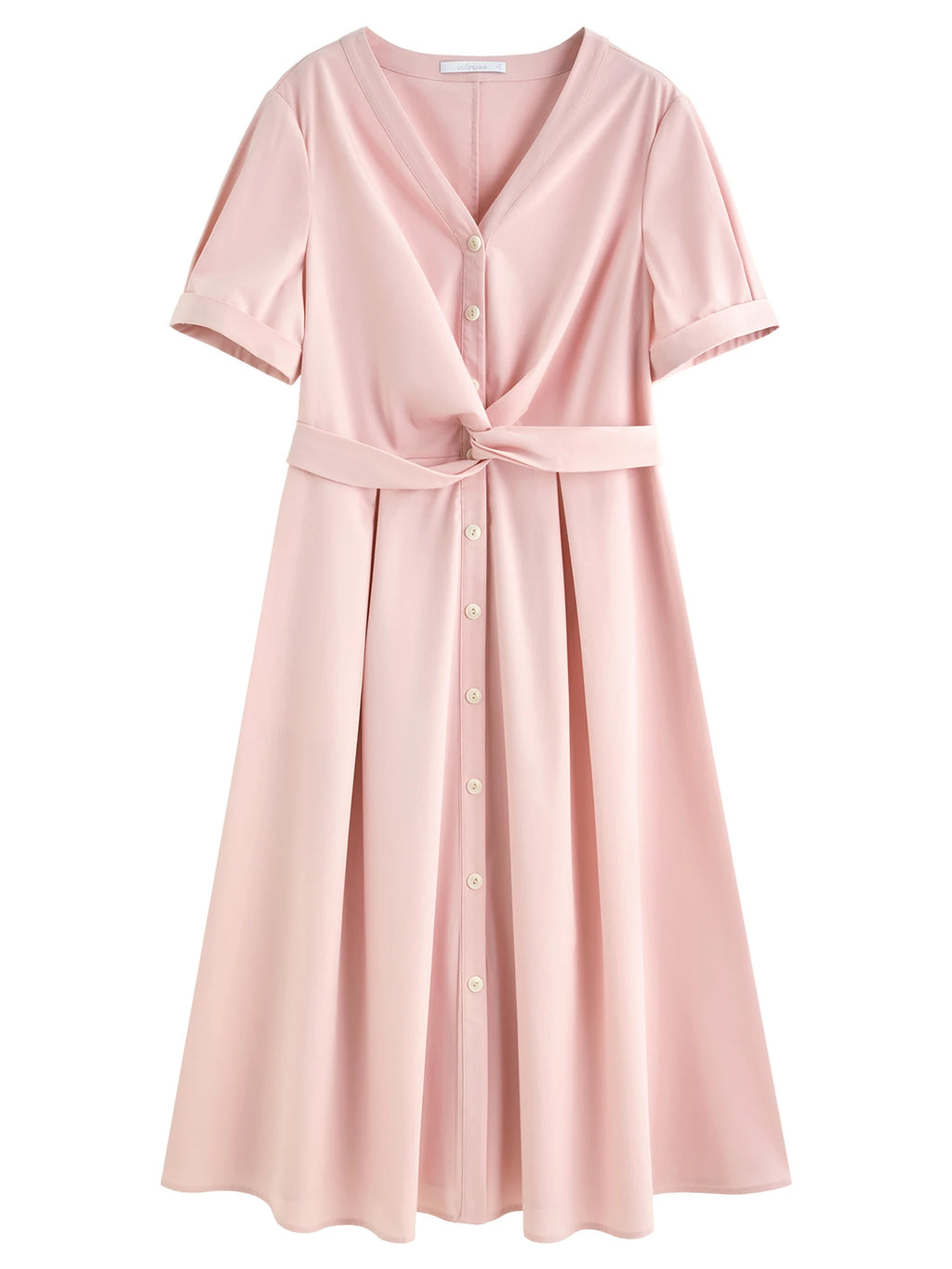 DUSHU Women's Simple Design Knot Pink Dress Plus Size Female 2025 Summer Dress French Style Elegant 25DS82367