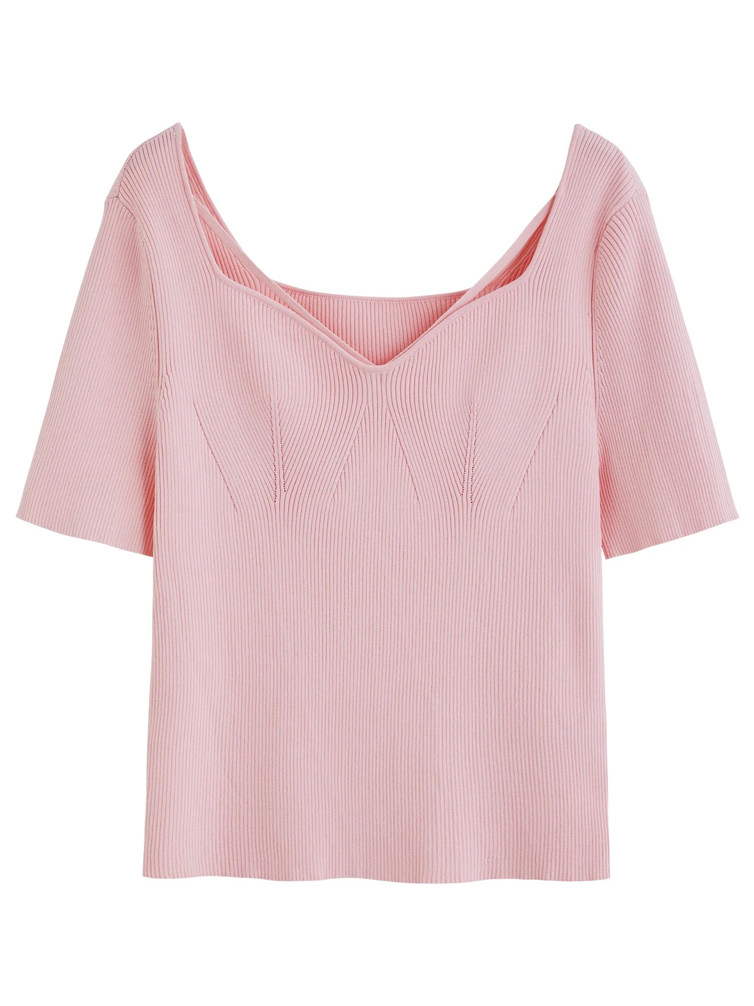 DUSHU Plus Size Commuting Simple Knitted Short-sleeved T-shirt Women 2025 Summer New Arrival Basic Versatile Tops 25DS82042
