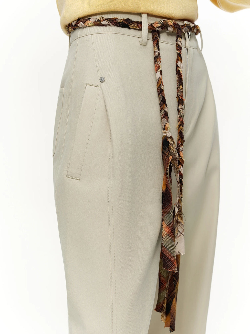 DUSHU Linen Retro Jacquard Casual Workwear Wide-leg Pants Women Drawstring 2026 Spring New Arrivals Fashionable Commuter Pants