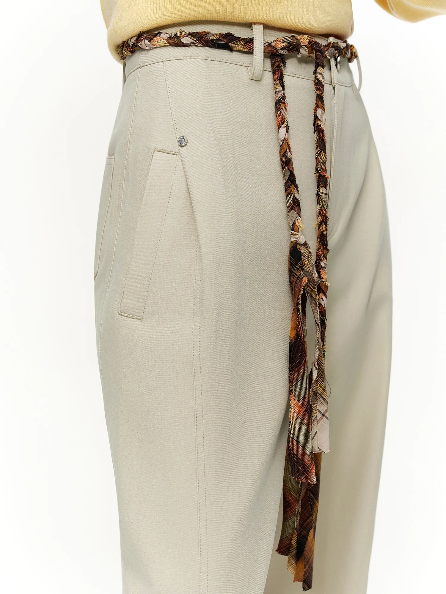 DUSHU Linen Retro Jacquard Casual Workwear Wide-leg Pants Women Drawstring 2026 Spring New Arrivals Fashionable Commuter Pants