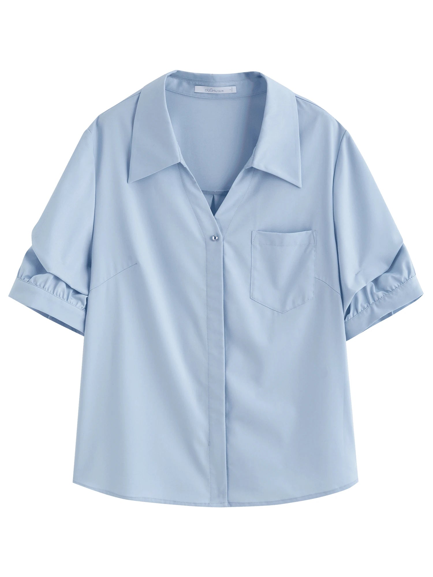DUSHU 2025 Summer Plus-Size Workwear Blouse - Tailored Silhouette & Breathable Textured Weave Casual Blouse 25DS82289