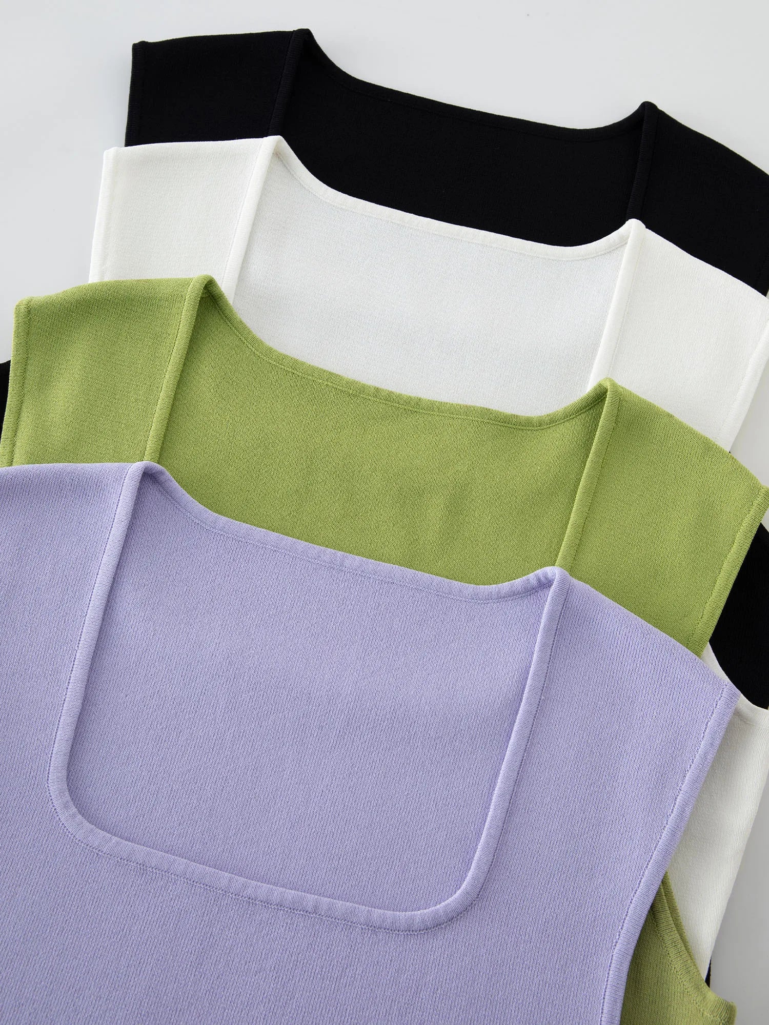 DUSHU Single Bundle Women's Clothing 2025 New Simple Knitted Camisole Vest Fashionable Big U-neck Versatile Top 25DS81209