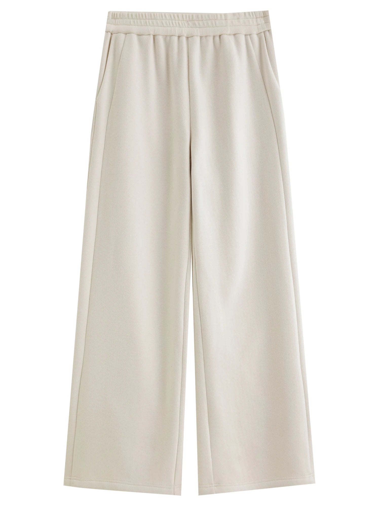 DUSHU Plus Size High Waist Fleece Lined Straight Leg Pants Winter Warm Elastic Waist Casual Trousers Cozy Plush Casual Pants