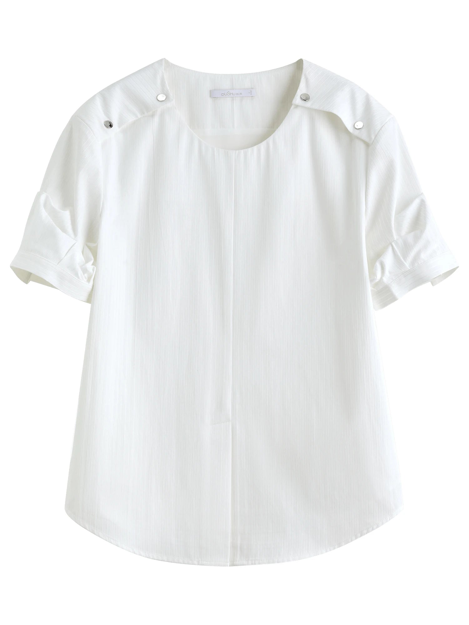 DUSHU Minimalist Style White Shirt Summer 2025 New Arrival Fashion Commuter Elegant Temperament Short-sleeved Top 25DS82626