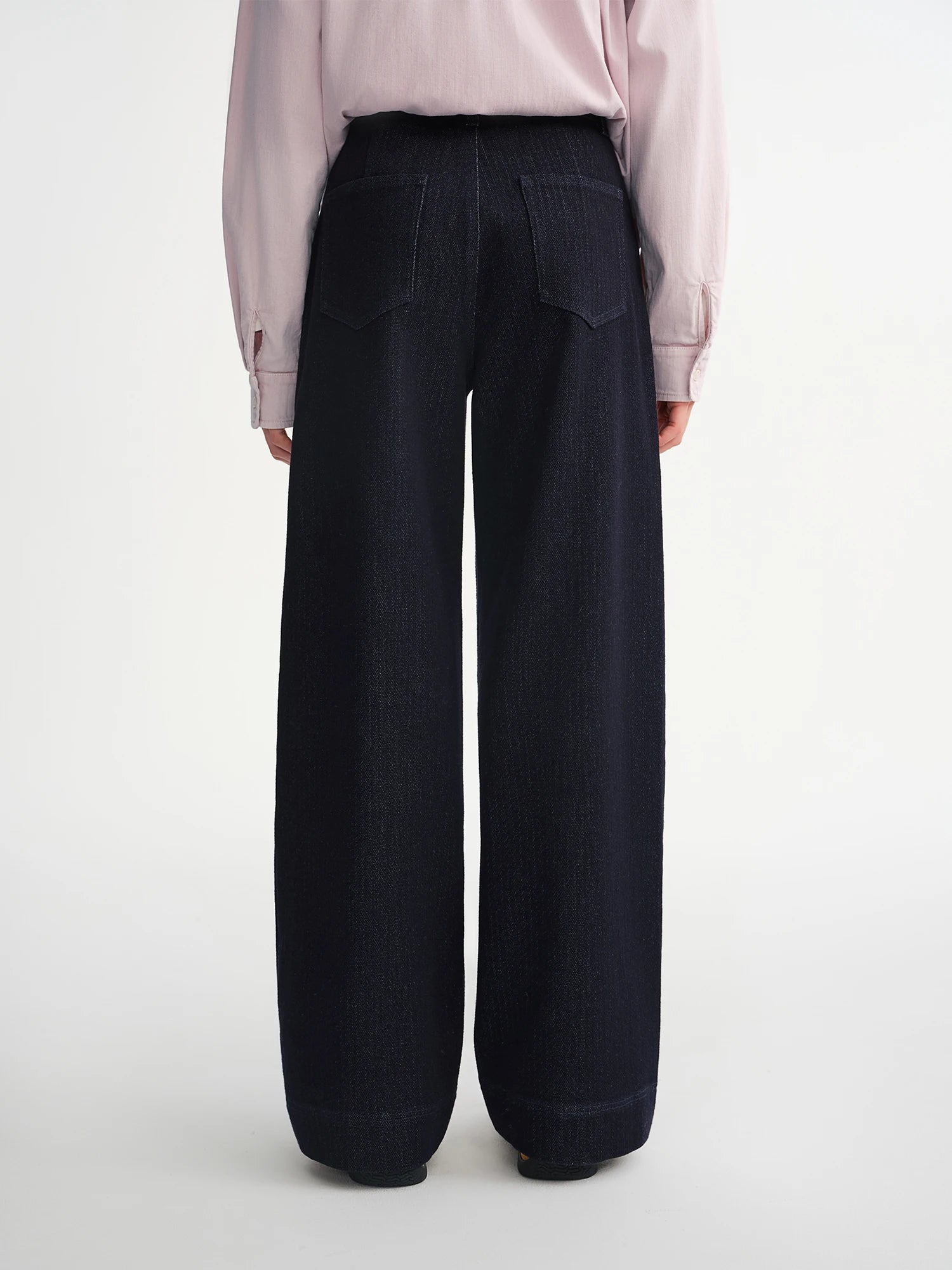 DUSHU 2025 Winter Women Herringbone Texture Straight Leg Jeans - Classic Denim Pants Comfortable Fit for Everyday Casual Wear