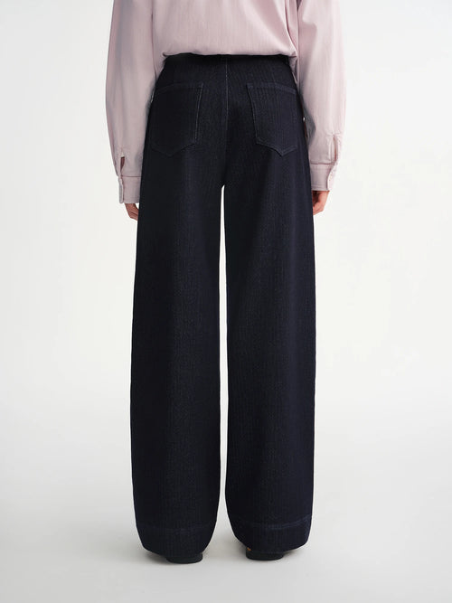 DUSHU 2025 Winter Women Herringbone Texture Straight Leg Jeans - Classic Denim Pants Comfortable Fit for Everyday Casual Wear