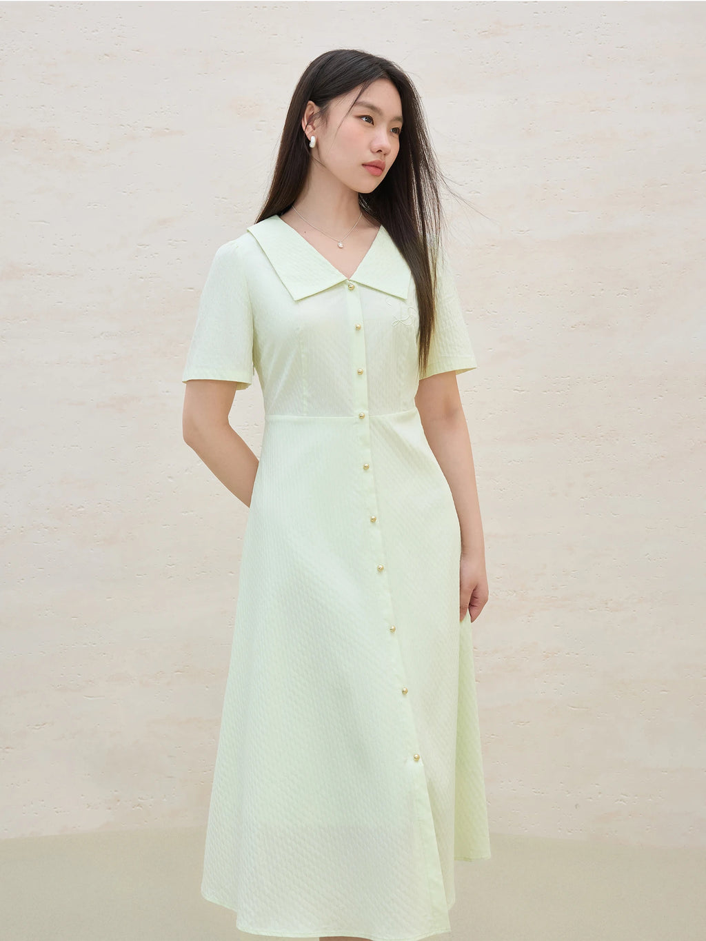 DUSHU 2025 Summer Women's A-Line Shirt Dress - Office-Ready with Tailored Waist & Breathable Fabric for Flattering Silhouette