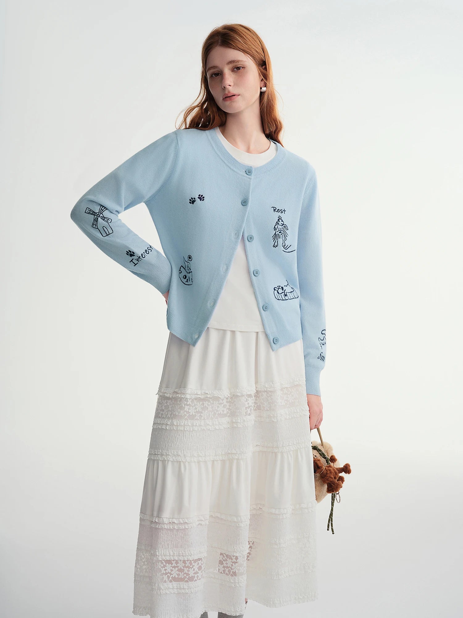 DUSHU Plus-size Women's Clothing French Style Lace Appliqué Layered Cake Skirt 2025 Autumn Winter New Arrival Half-Skirt