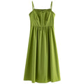 DUSHU Gentle Temperament Camisole Dress New High Waisted Slimming Holiday Style For Summer 2024 Green Women Dress 24DS82285