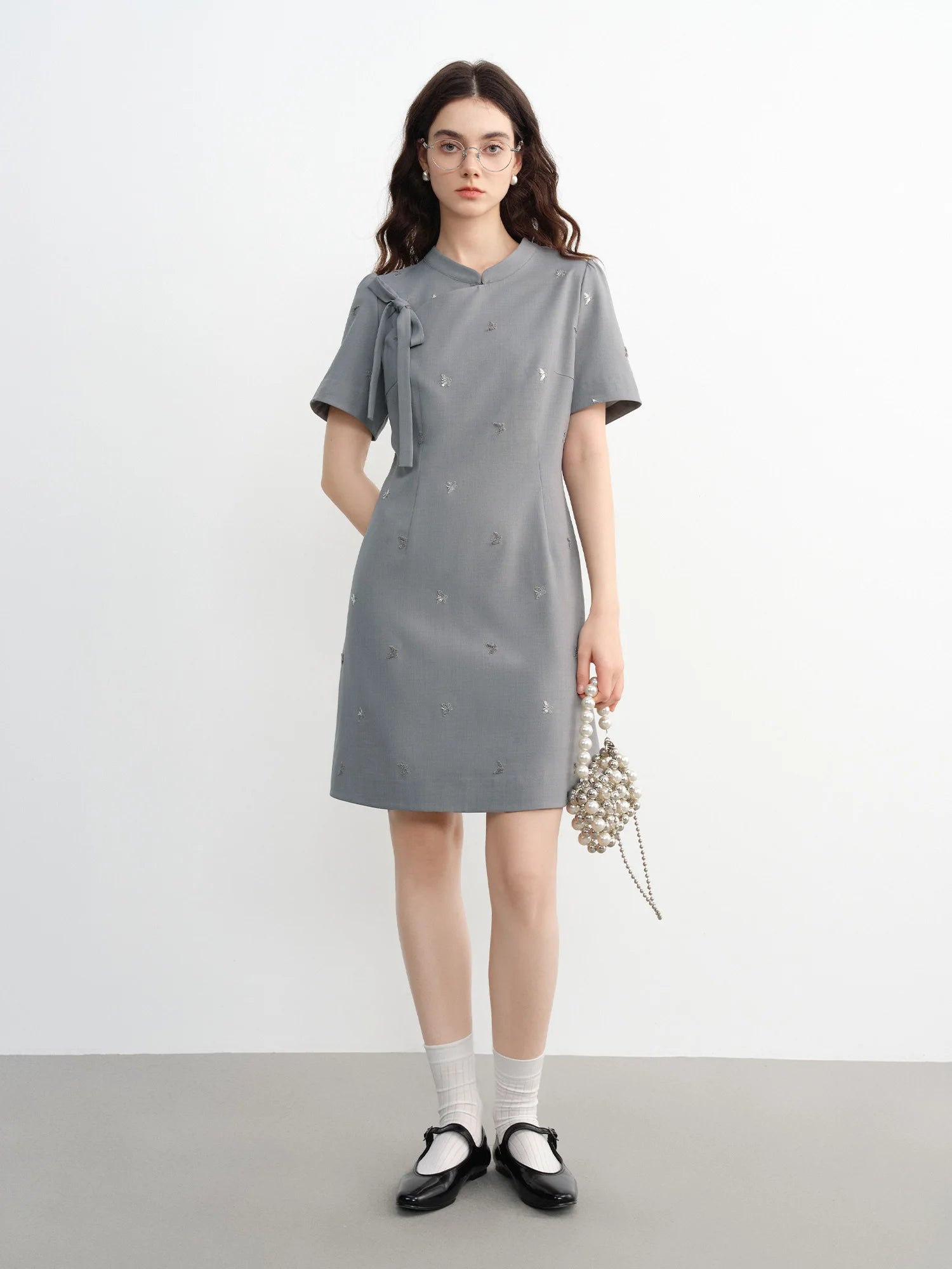 DUSHU Plus Size Women's Clothing 2025 Summer New Chinese Style Dress Waist Slimming A-line Dress 25DS82314