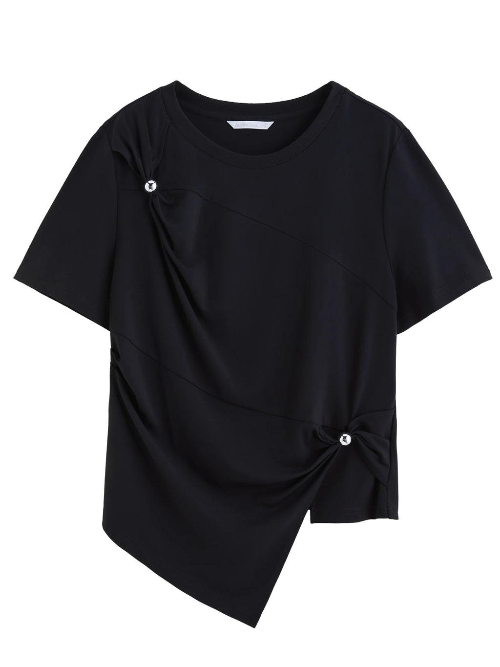 DUSHU MInimalism Style Fashionable Design Short-sleeved T-shirt For Women 2025 Summer New Arrival Loose Slim Top 25DS82347