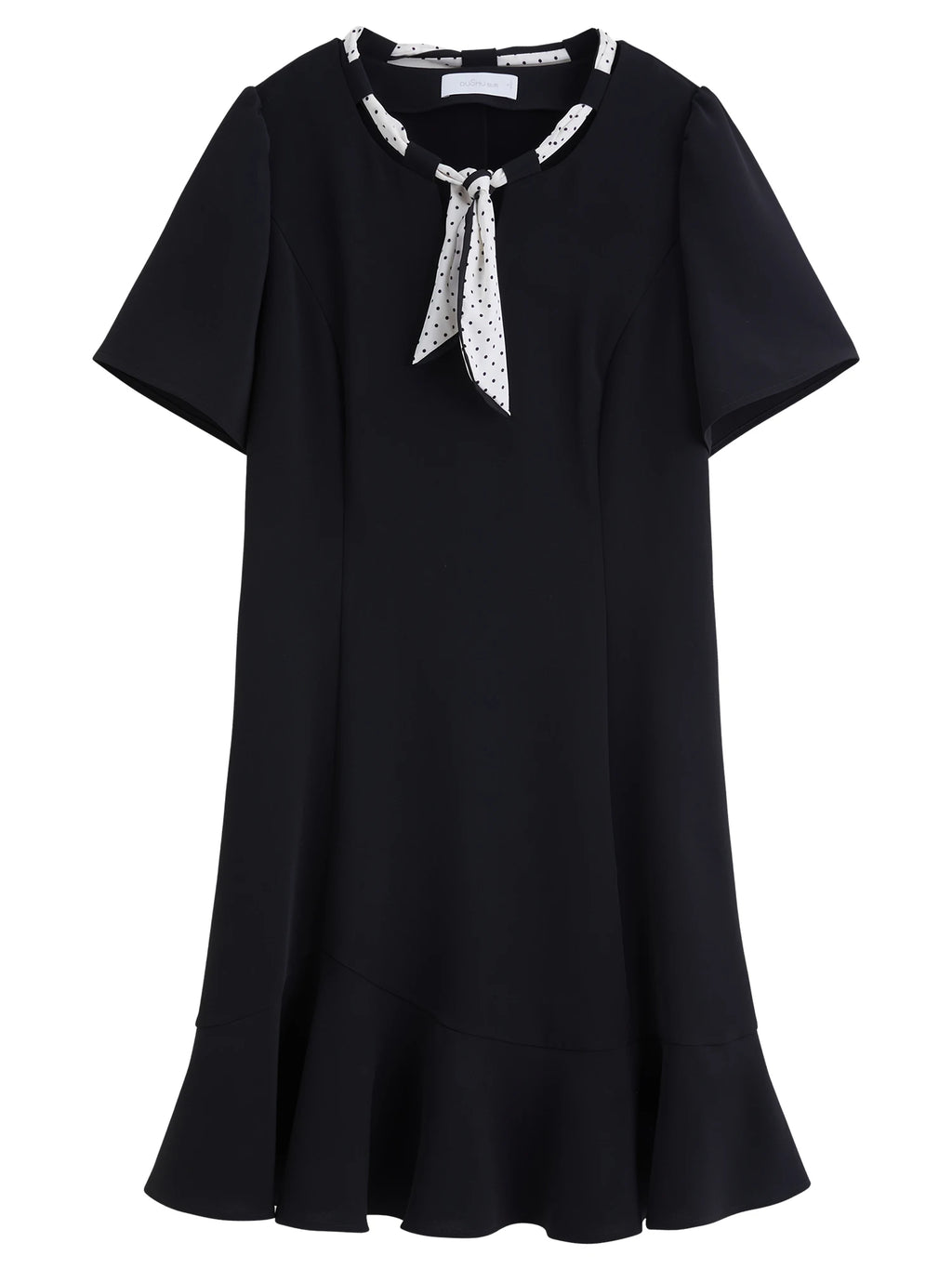 DUSHU Plus Size Women's Clothing 2025 Summer New Polka Dot Ribbon Dress Slightly Fat Waist Hepburn Style Temperament 25DS82334