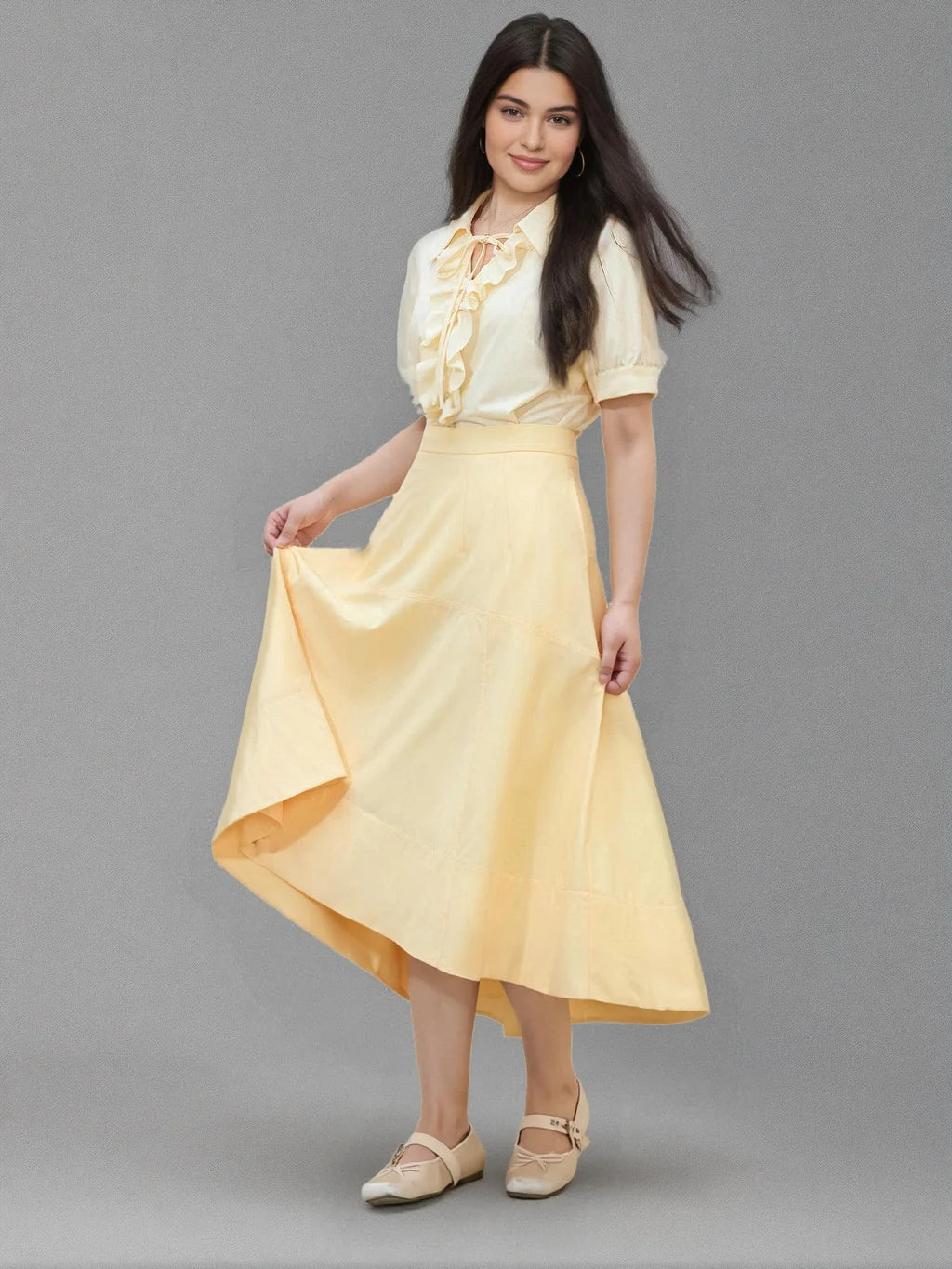 DUSHU French Style Irregular Design Skirt 2025 Fashionable Commuting High Waist Slim A-line Umbrella Skirt for Women 25DS82153