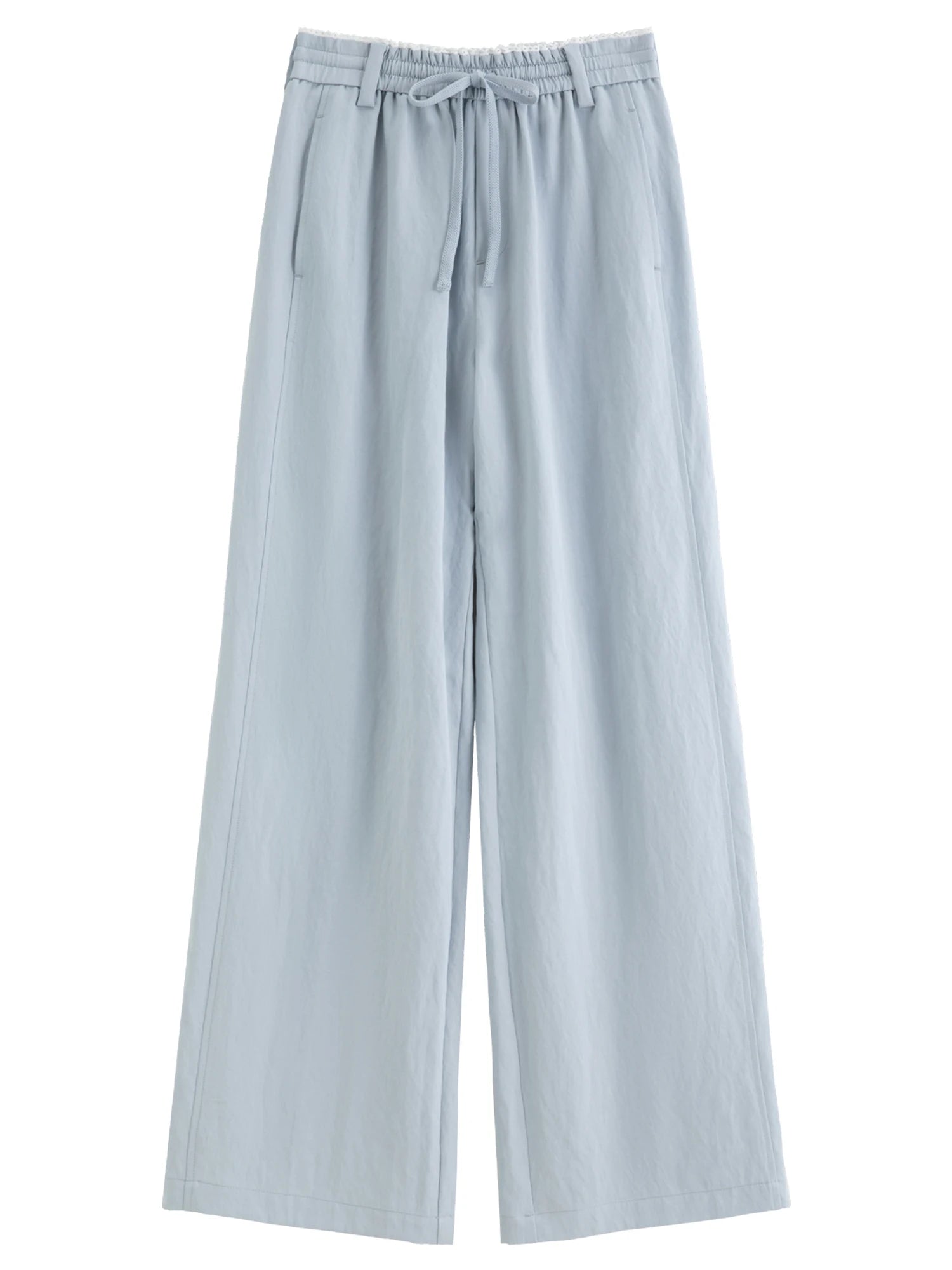 DUSHU 2026 Spring Women's Elastic Waist Drawstring Straight Leg Pants - Flowy Draping Comfortable Relaxed Fit Casual Trousers