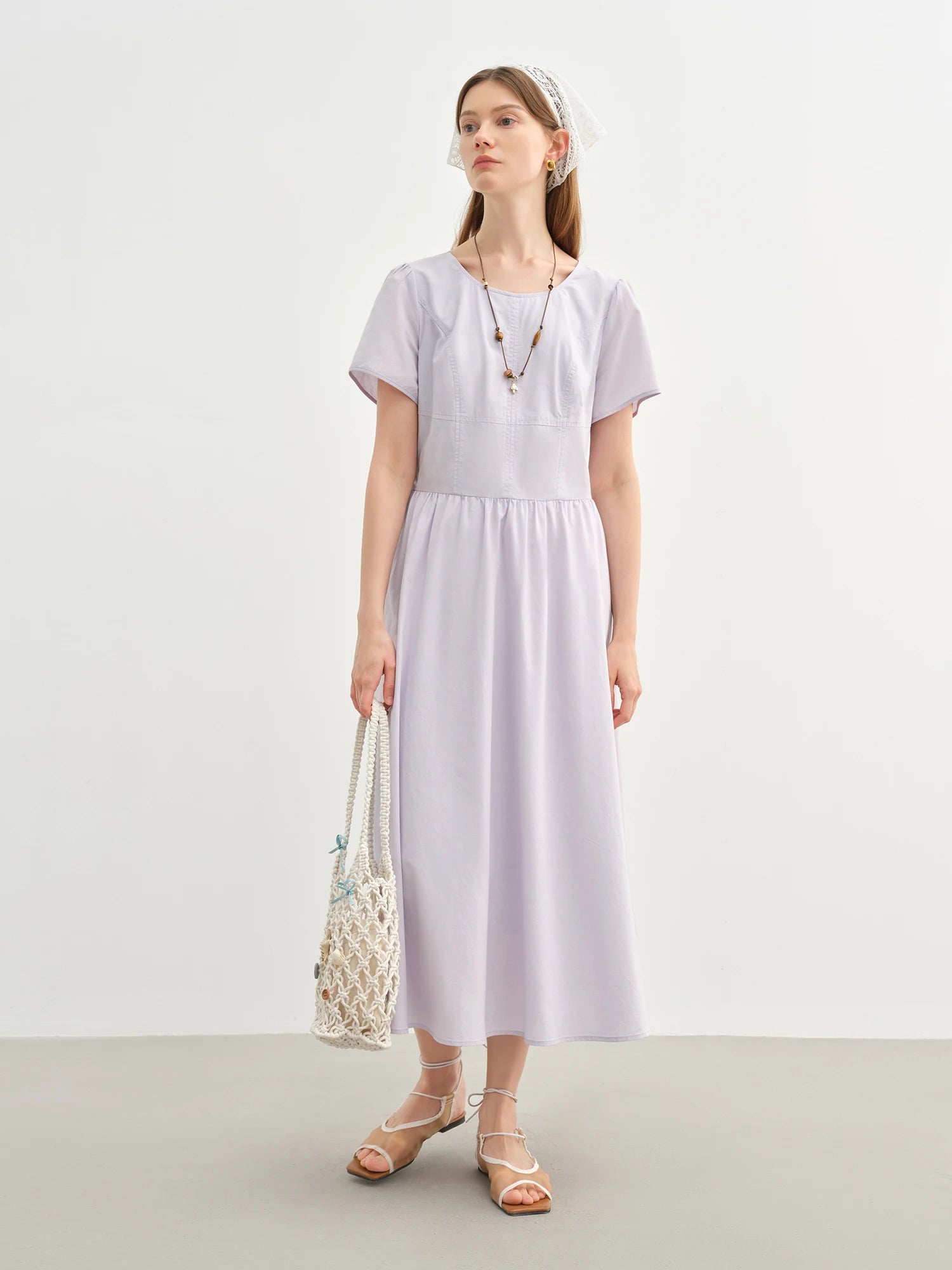 DUSHU Three Color Choice Women Long Dress 2025 Summer New Arrival Elegant Style Wear High Waist Slim Chic Long Dress 25DS82747
